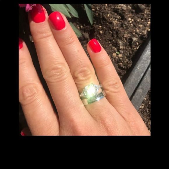 100% Real 3cts Moissanite Diamond Engagement Ring White Gold Plated - Picture 10 of 10